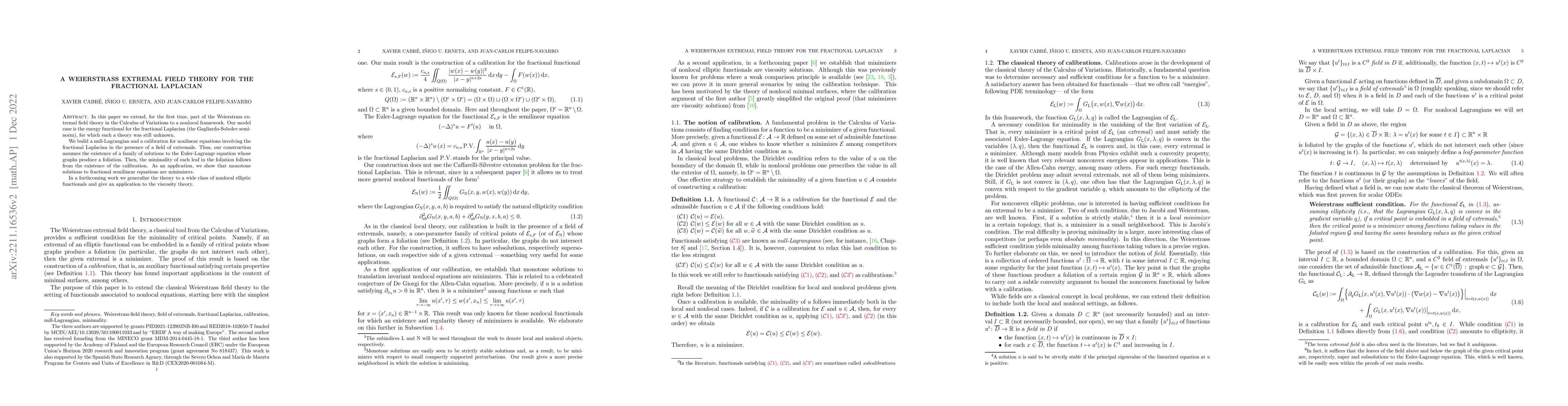 Thumbnail for A Weierstrass extremal field theory for the fractional Laplacian