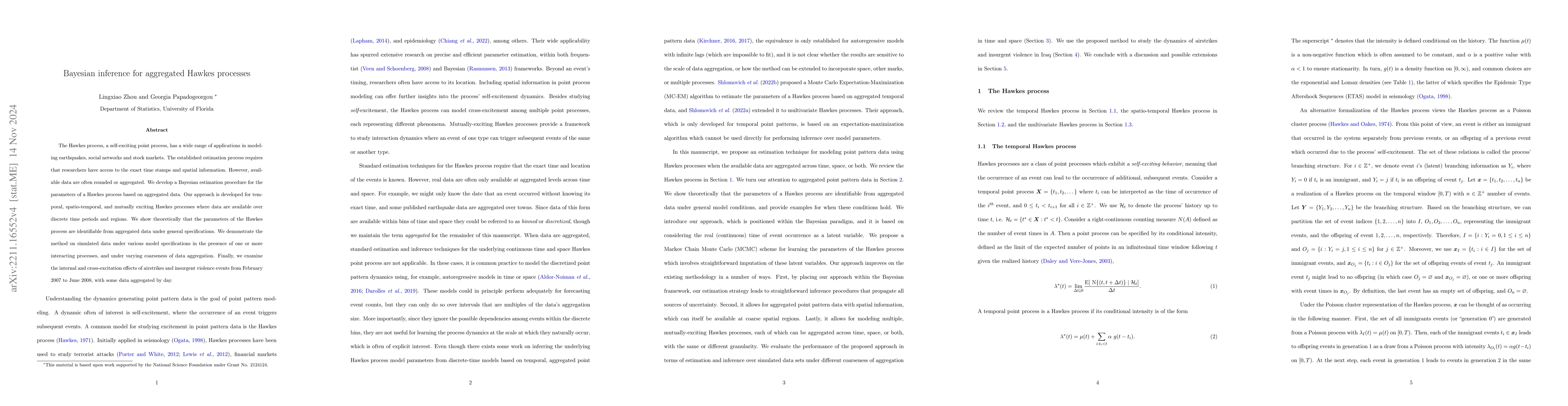 Thumbnail for Bayesian inference for aggregated Hawkes processes