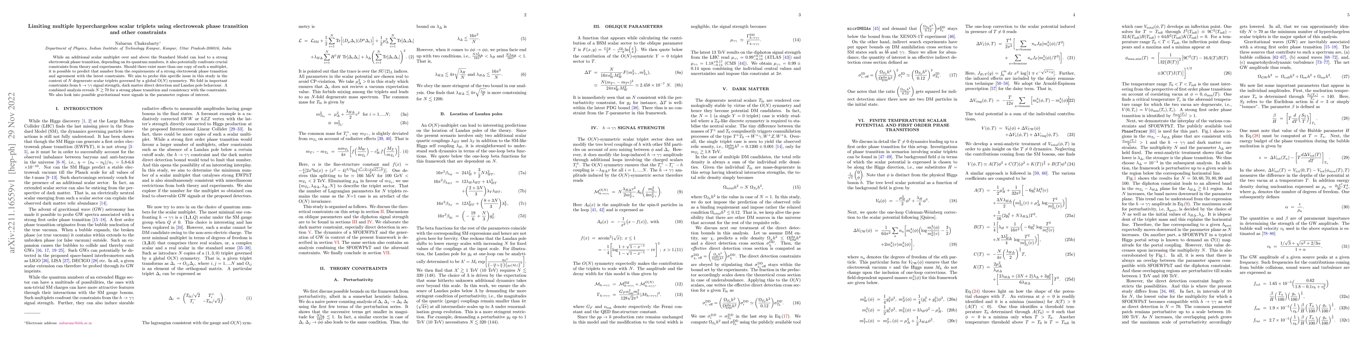 Thumbnail for Limiting multiple hyperchargeless scalar triplets using electroweak
  phase transition and other constraints