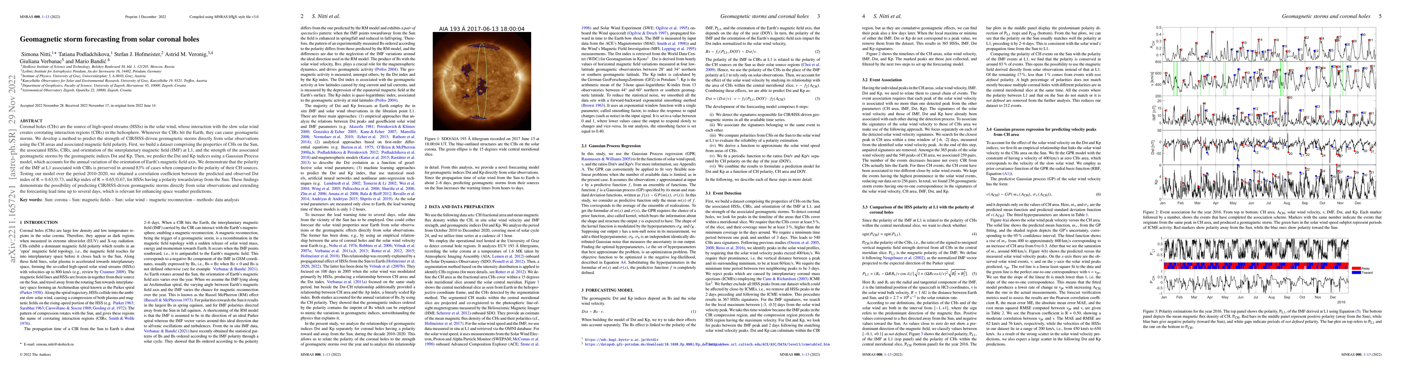 Thumbnail for Geomagnetic storm forecasting from solar coronal holes
