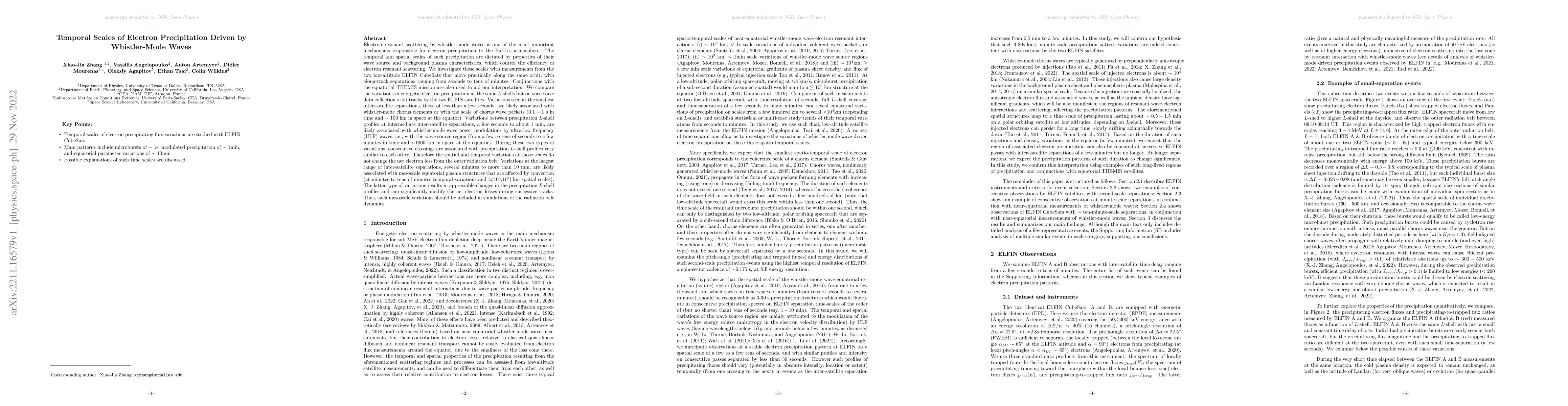 Thumbnail for Temporal Scales of Electron Precipitation Driven by Whistler-Mode Waves