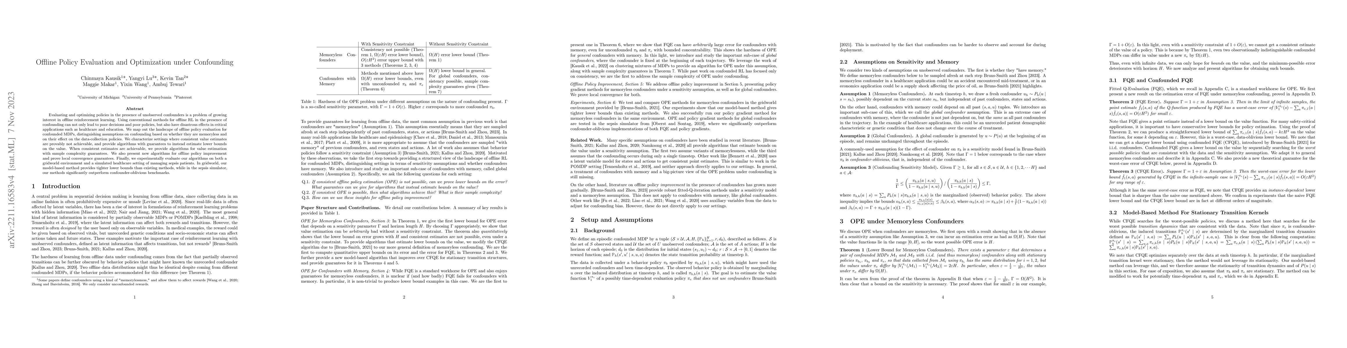 Thumbnail for Offline Policy Evaluation and Optimization under Confounding