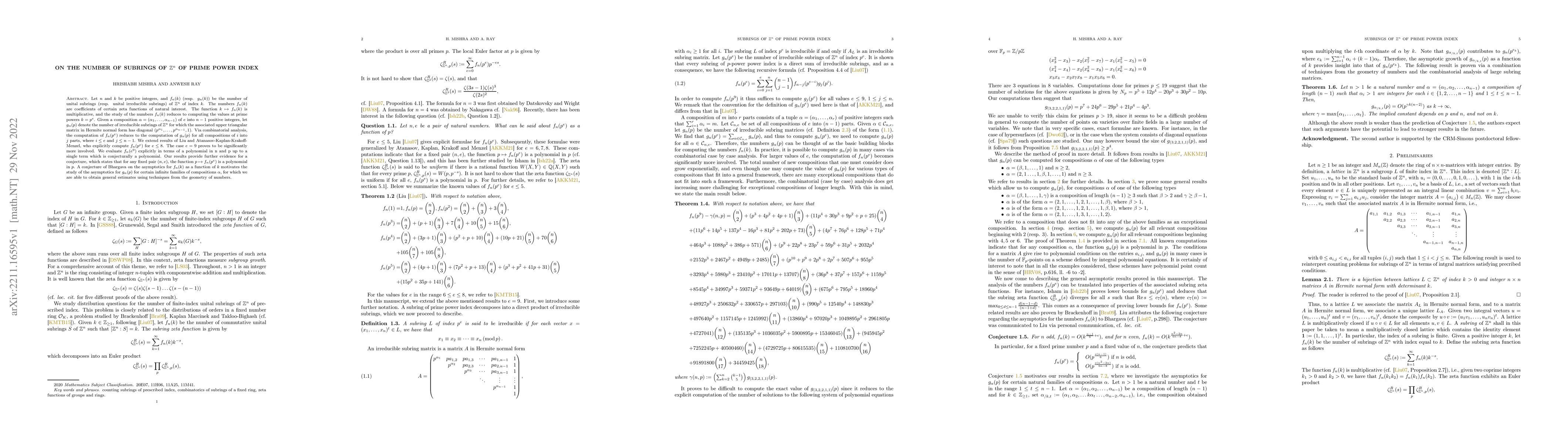 Thumbnail for On the number of subrings of $\mathbb{Z}^n$ of prime power index