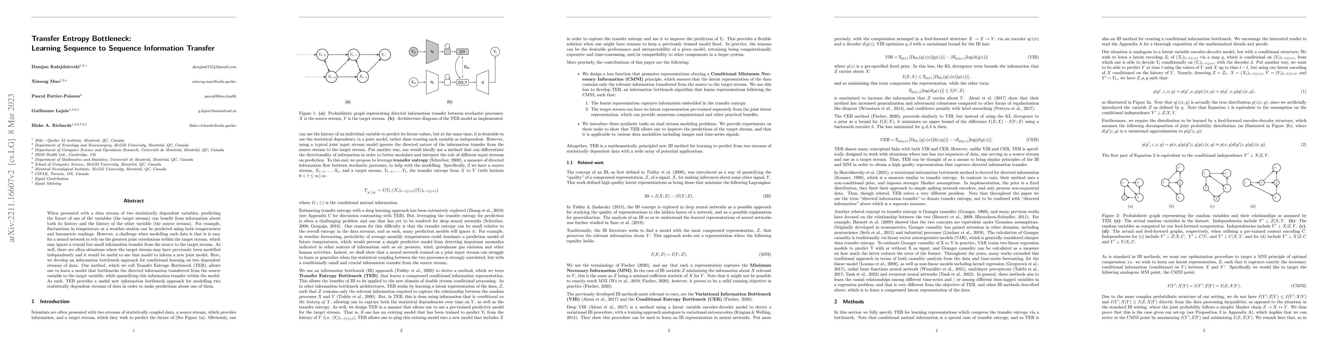 Thumbnail for Transfer Entropy Bottleneck: Learning Sequence to Sequence Information
  Transfer
