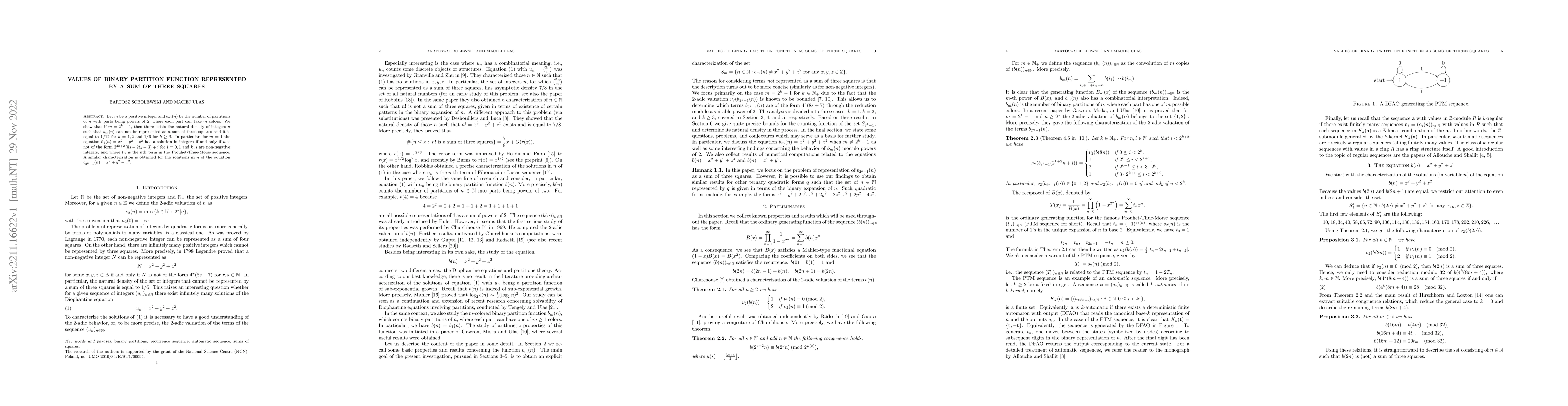 Thumbnail for Values of binary partition function represented by a sum of three
  squares