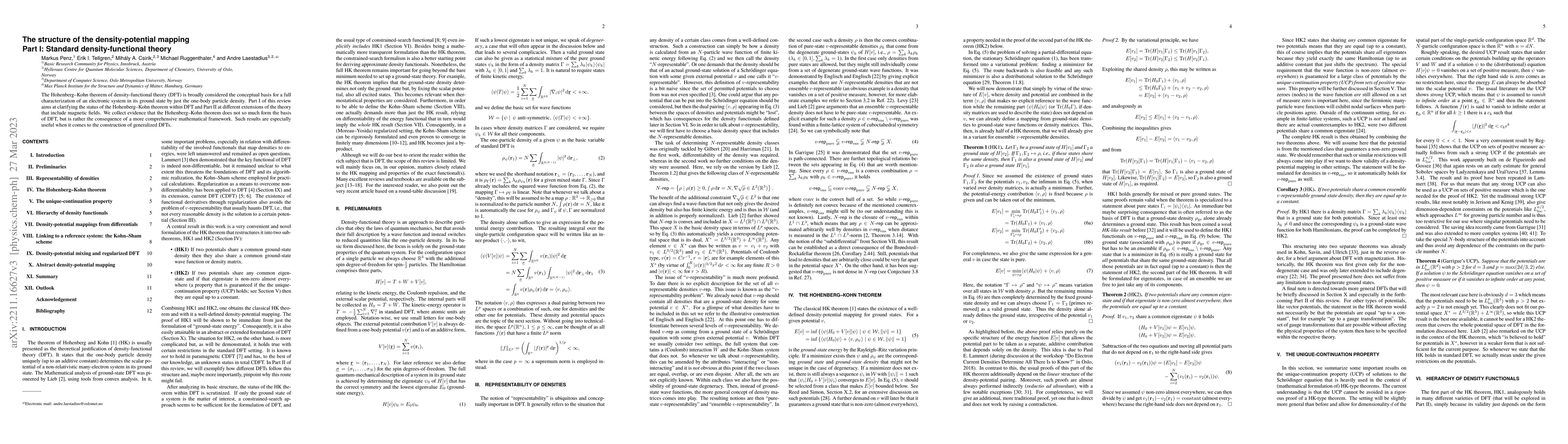 Thumbnail for The structure of the density-potential mapping. Part I: Standard
  density-functional theory
