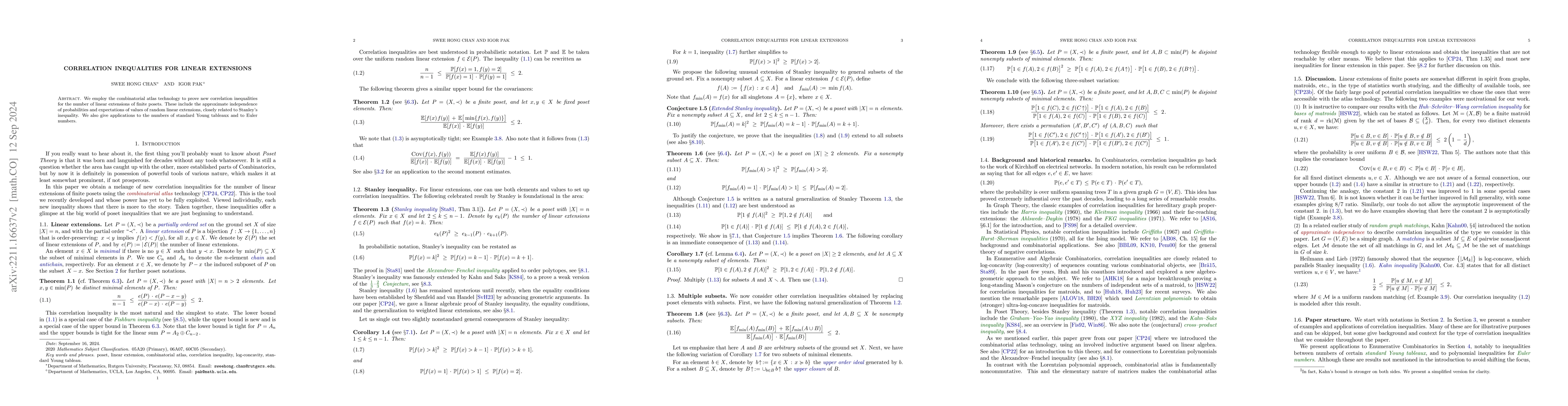 Thumbnail for Correlation inequalities for linear extensions