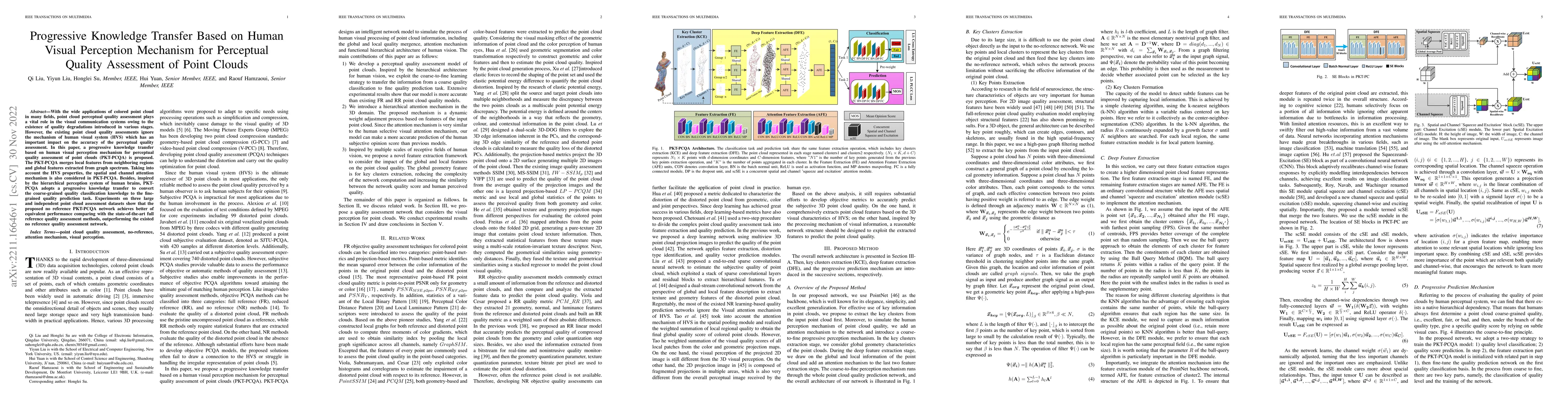 Thumbnail for Progressive Knowledge Transfer Based on Human Visual Perception
  Mechanism for Perceptual Quality Assessment of Point Clouds