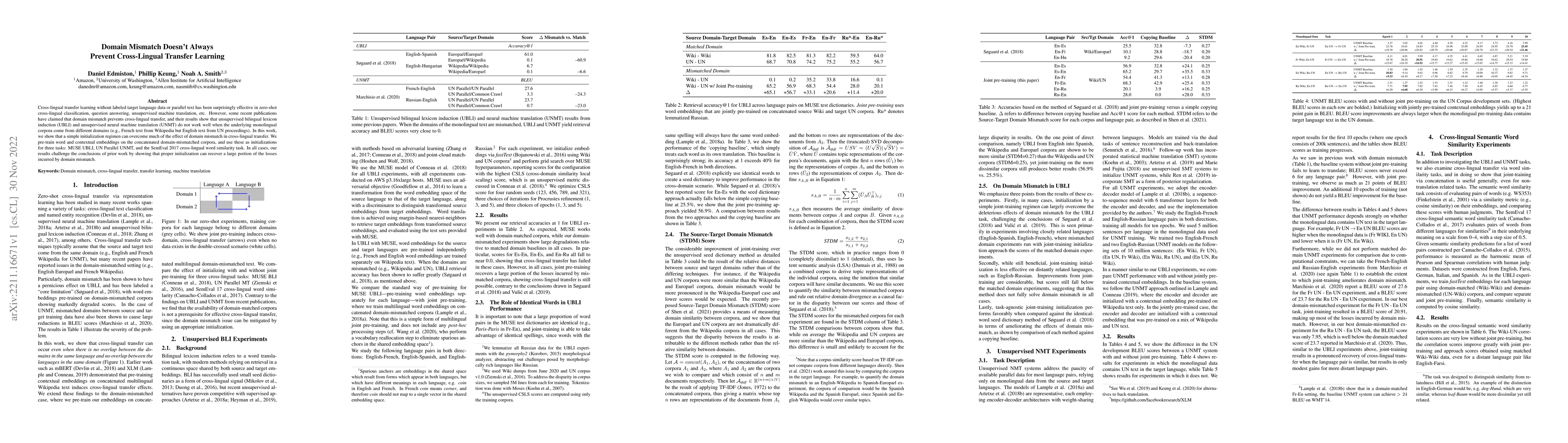 Thumbnail for Domain Mismatch Doesn't Always Prevent Cross-Lingual Transfer Learning
