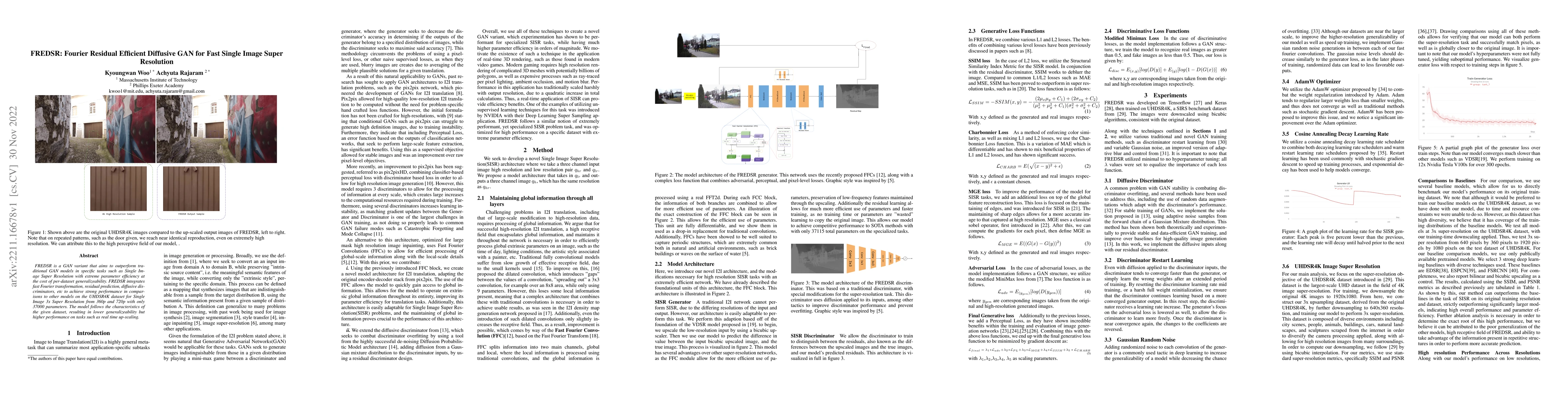 Thumbnail for FREDSR: Fourier Residual Efficient Diffusive GAN for Single Image Super
  Resolution