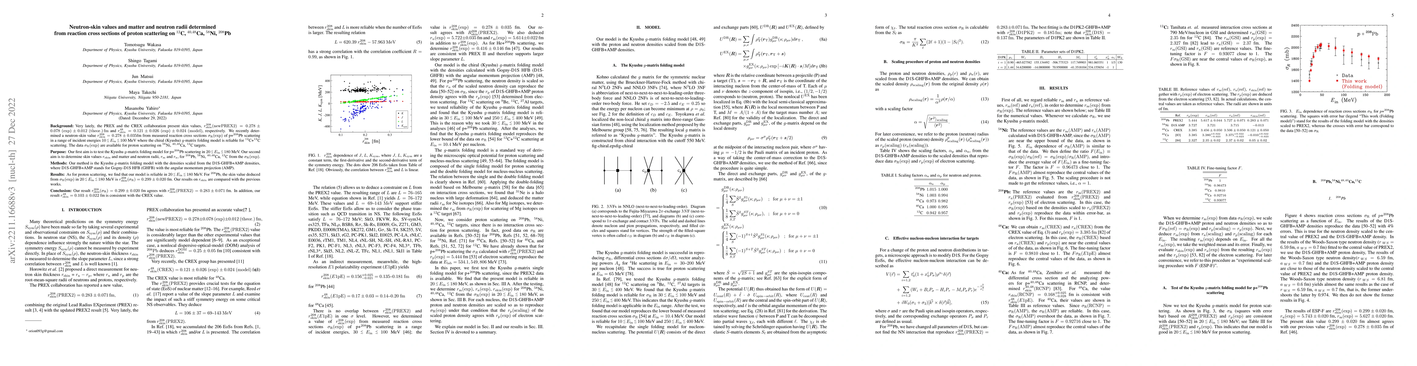 Thumbnail for Neutron-skin values and matter and neutron radii determined from
  reaction cross sections of proton scattering on $^{12}$C, $^{40,48}$Ca,
  $^{58}$Ni, $^{208}$Pb