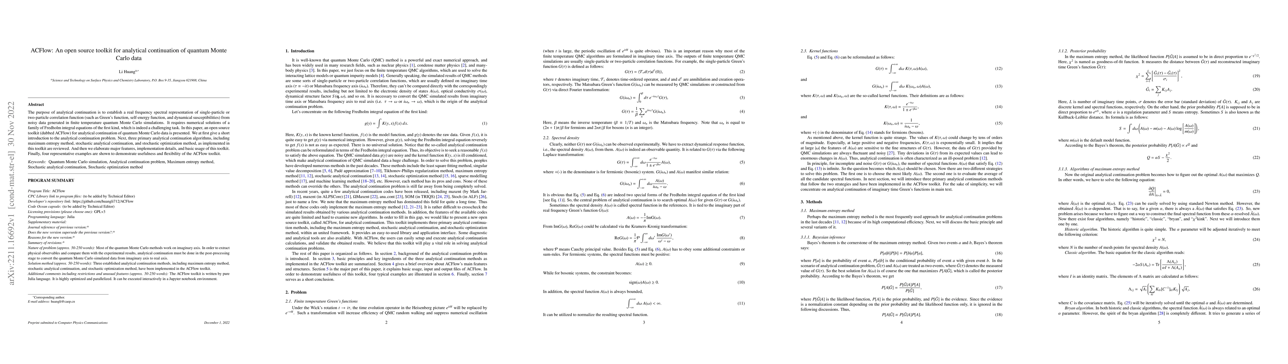 Thumbnail for ACFlow: An open source toolkit for analytical continuation of quantum
  Monte Carlo data