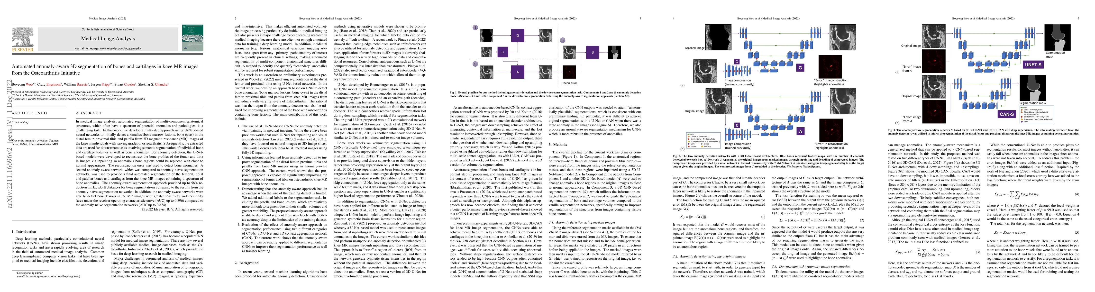 Thumbnail for Automated anomaly-aware 3D segmentation of bones and cartilages in knee
  MR images from the Osteoarthritis Initiative