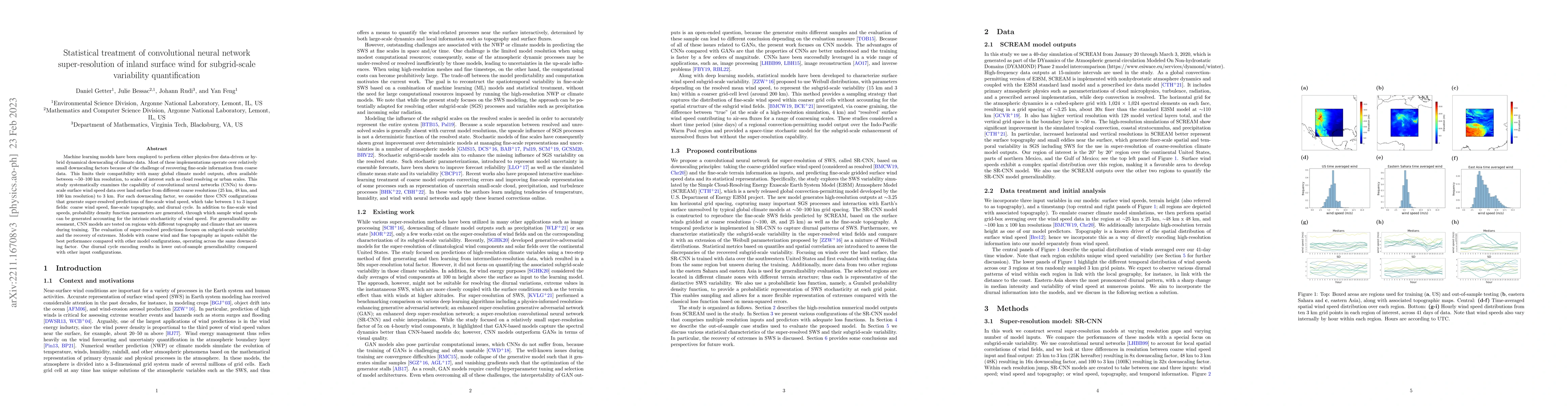 Thumbnail for Statistical treatment of convolutional neural network super-resolution
  of inland surface wind for subgrid-scale variability quantification