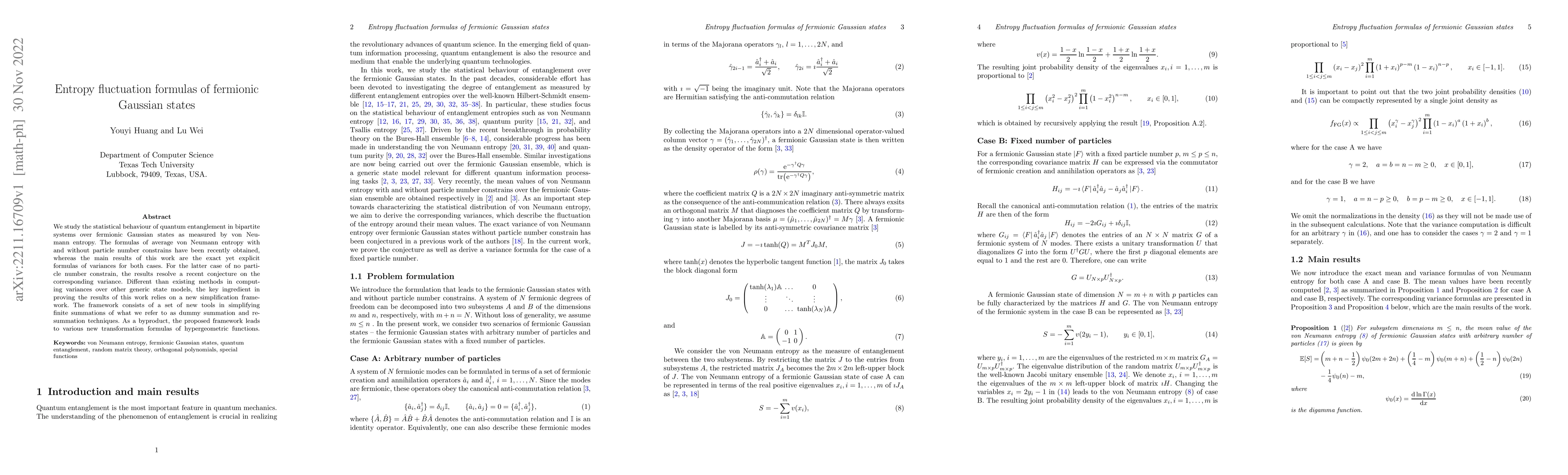 Thumbnail for Entropy fluctuation formulas of fermionic Gaussian states