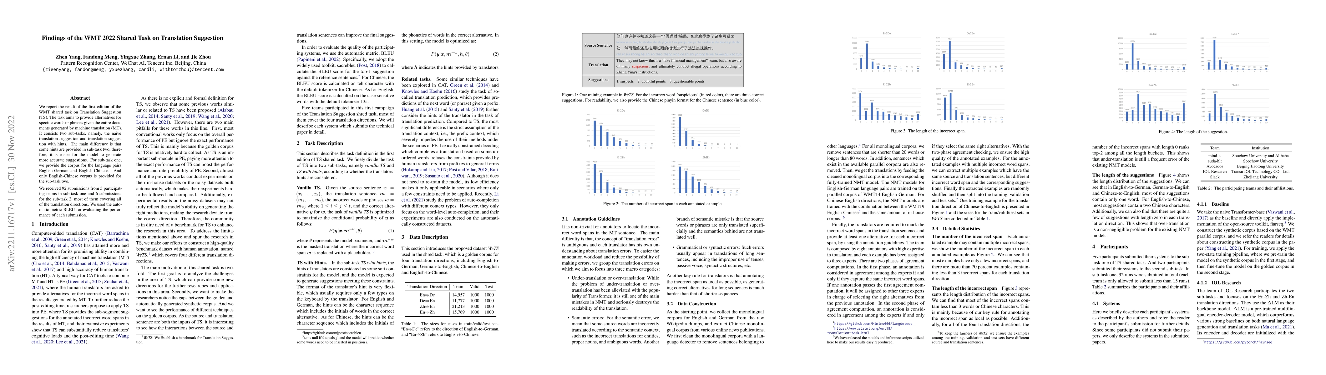 Thumbnail for Findings of the WMT 2022 Shared Task on Translation Suggestion