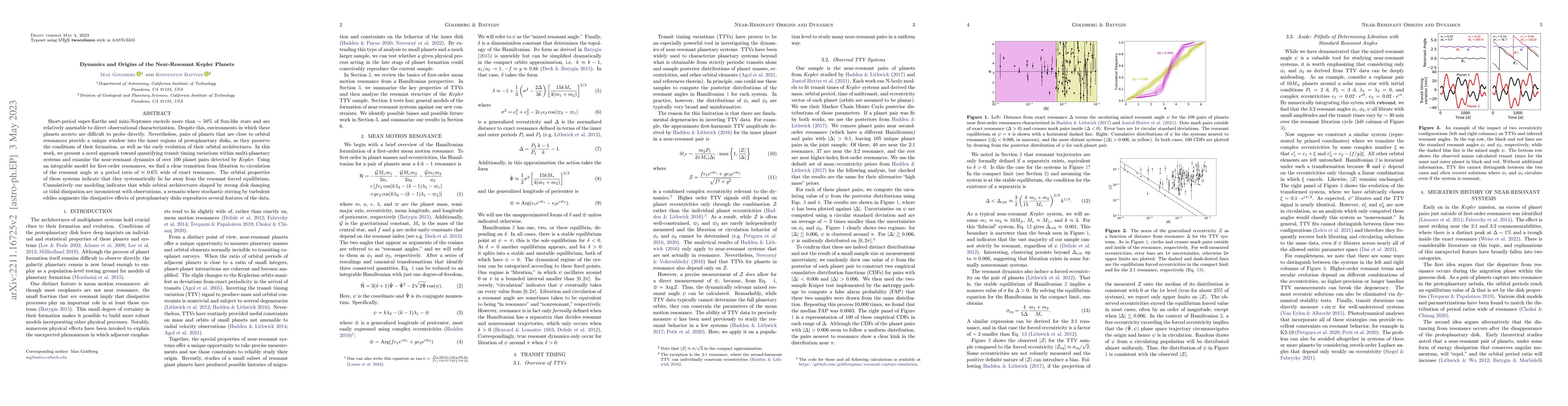 Thumbnail for Dynamics and Origins of the Near-Resonant Kepler Planets