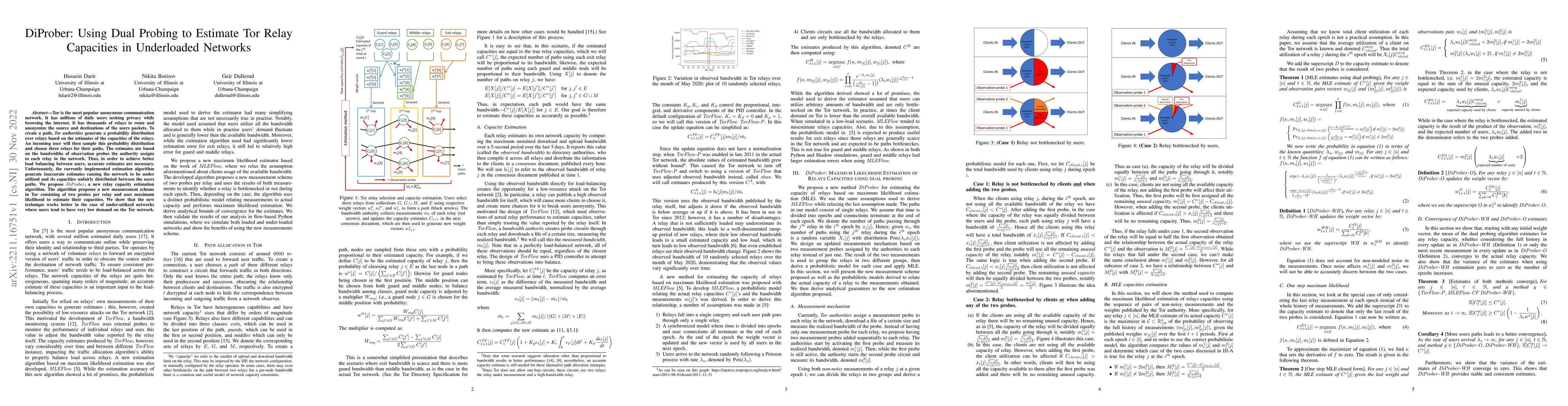 Thumbnail for DiProber: Using Dual Probing to Estimate Tor Relay Capacities in
  Underloaded Networks