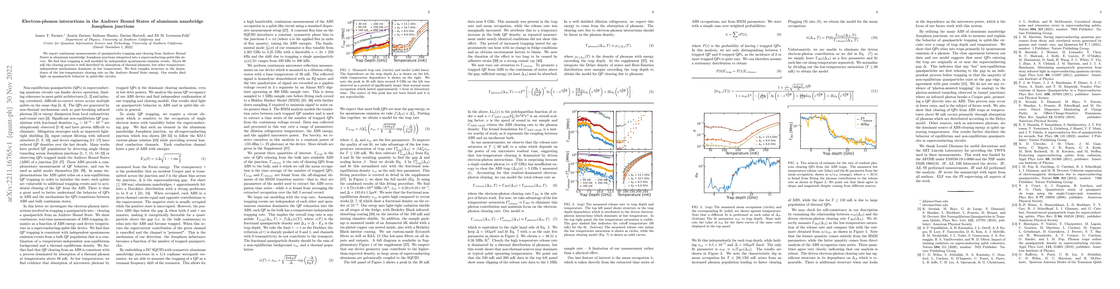 Thumbnail for Electron-phonon interactions in the Andreev Bound States of aluminum
  nanobridge Josephson junctions