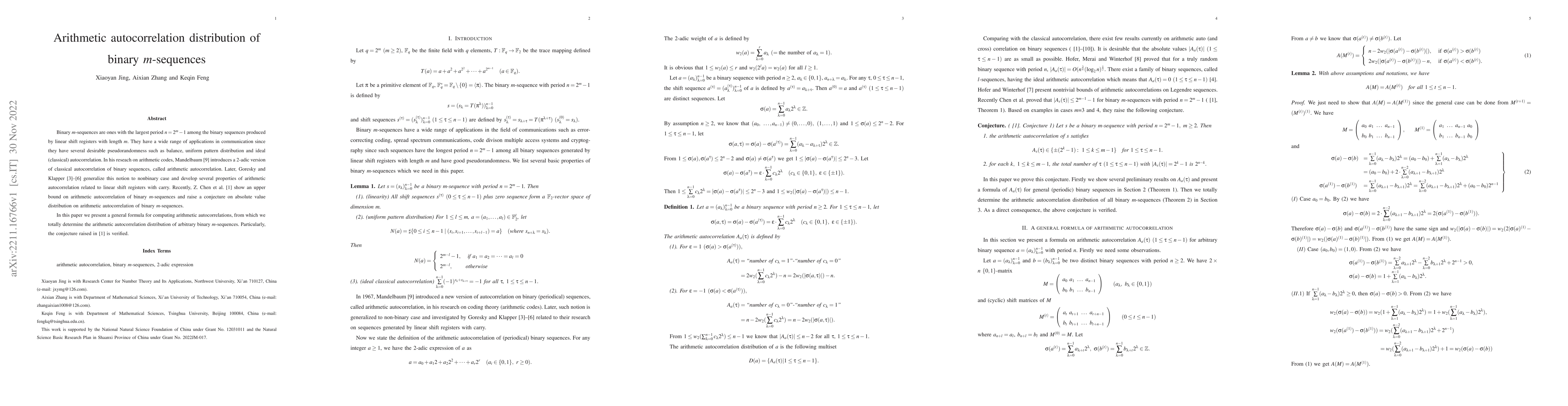 Thumbnail for Arithmetic autocorrelation distribution of binary $m$-sequences