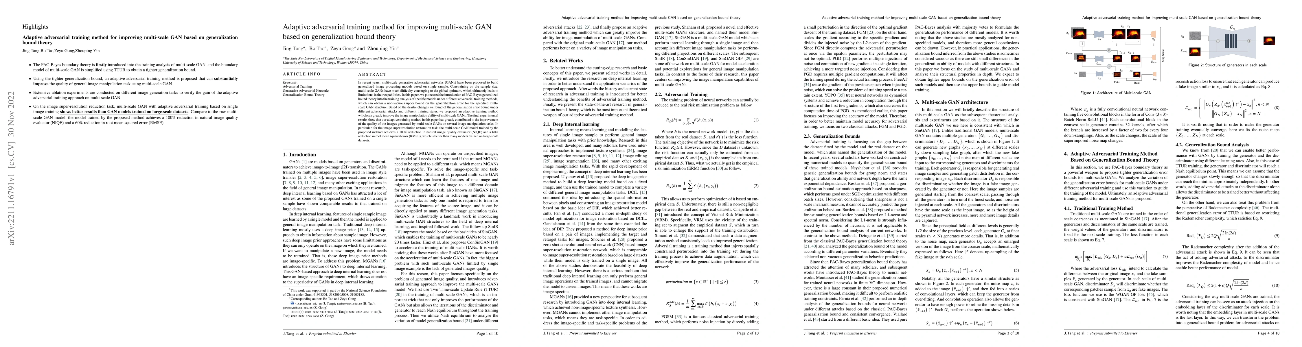 Thumbnail for Adaptive adversarial training method for improving multi-scale GAN based
  on generalization bound theory