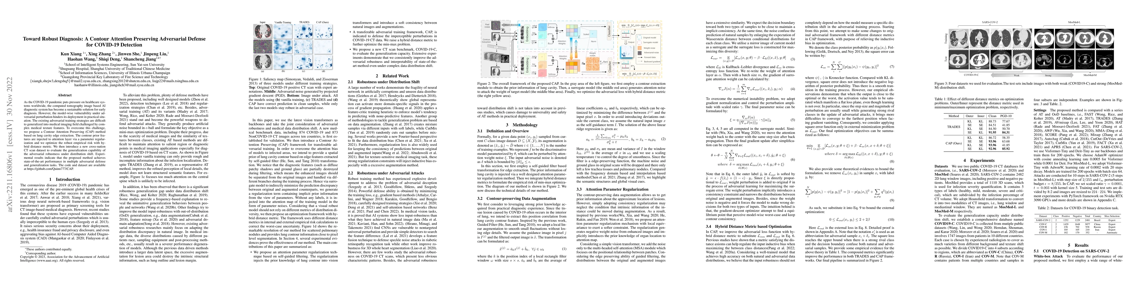 Thumbnail for Toward Robust Diagnosis: A Contour Attention Preserving Adversarial
  Defense for COVID-19 Detection