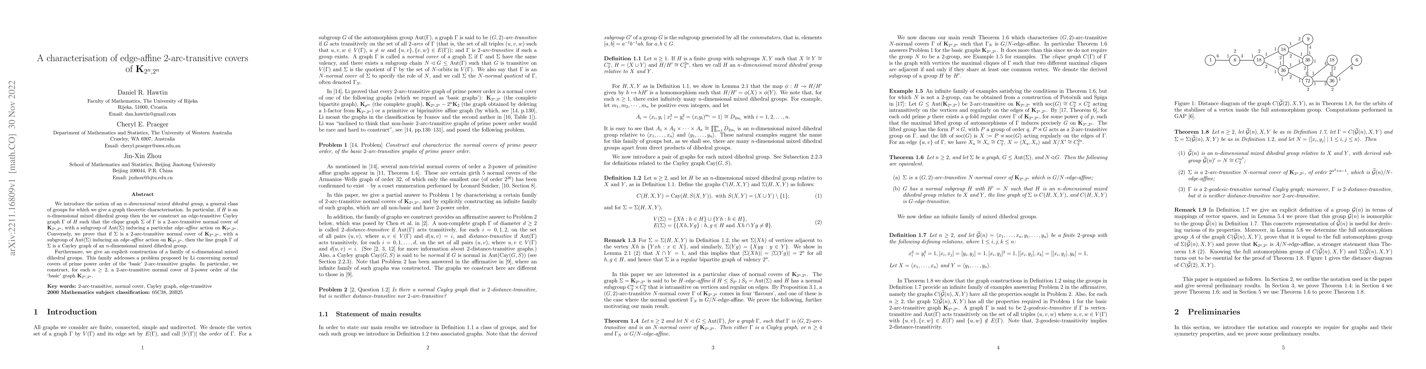 Thumbnail for A characterisation of edge-affine $2$-arc-transitive covers of
  $\K_{2^n,2^n}$