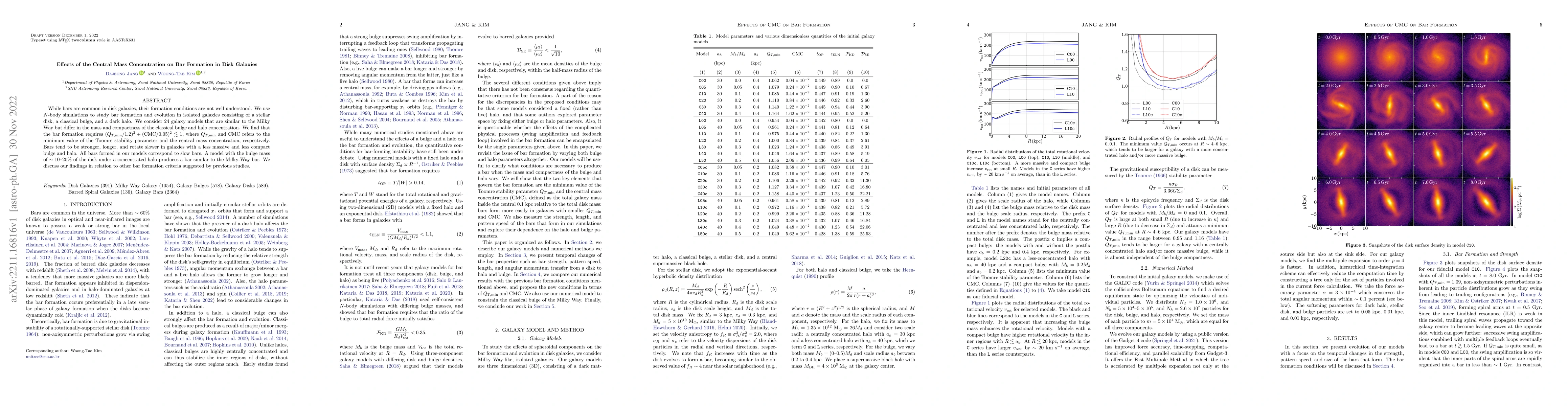 Thumbnail for Effects of the Central Mass Concentration on Bar Formation in Disk
  Galaxies