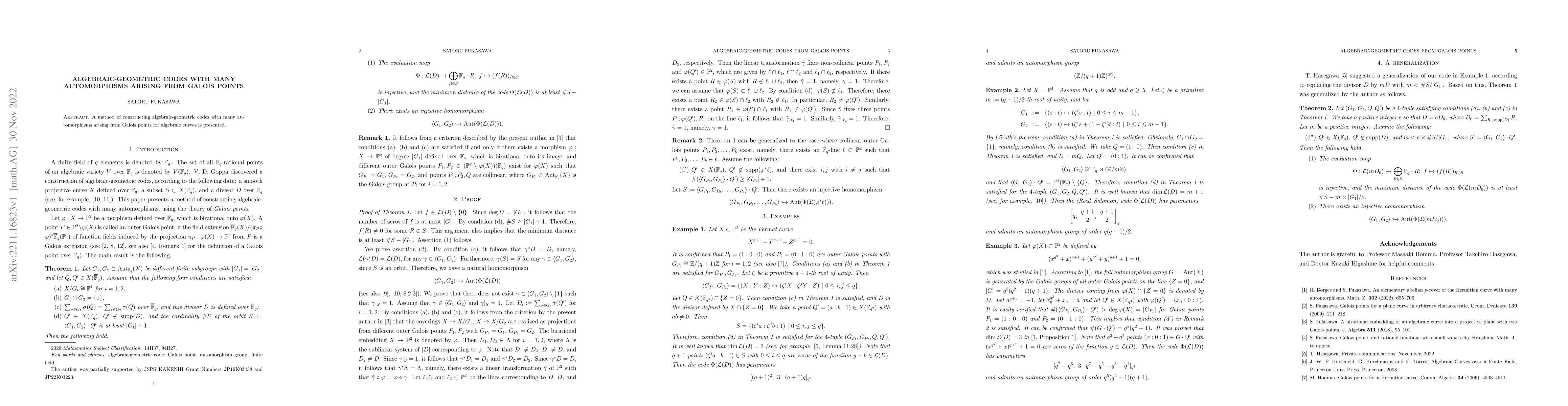 Thumbnail for Algebraic-geometric codes with many automorphisms arising from Galois
  points
