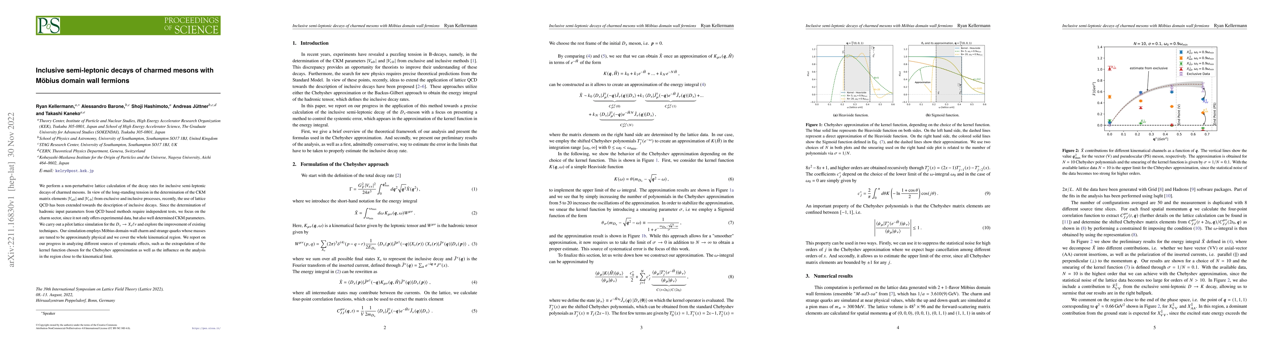 Thumbnail for Inclusive semi-leptonic decays of charmed mesons with M\"obius domain
  wall fermions