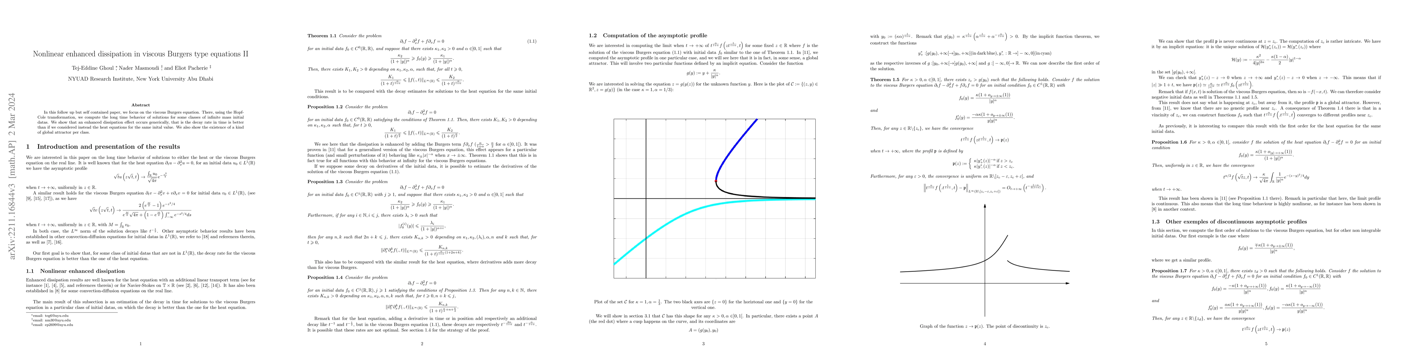 Thumbnail for Nonlinear enhanced dissipation in viscous Burgers type equations II