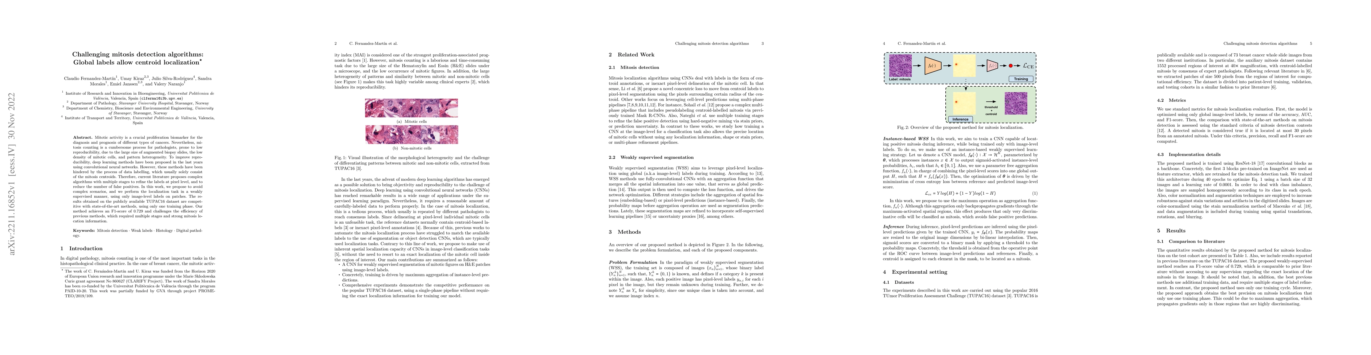 Thumbnail for Challenging mitosis detection algorithms: Global labels allow centroid
  localization