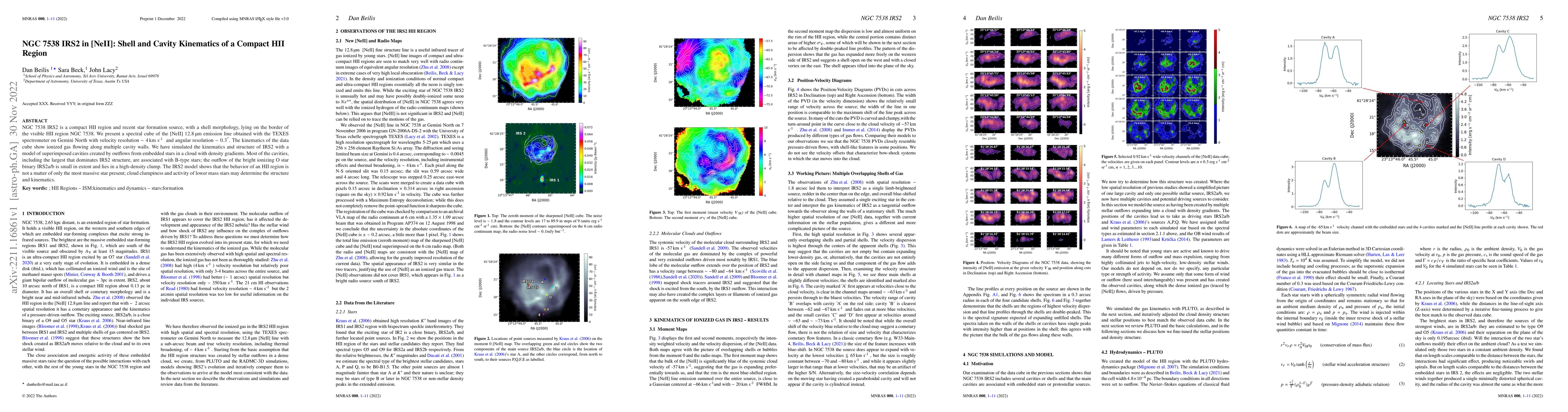 Thumbnail for NGC 7538 IRS2 in [NeII]: Shell and Cavity Kinematics of a Compact HII
  Region