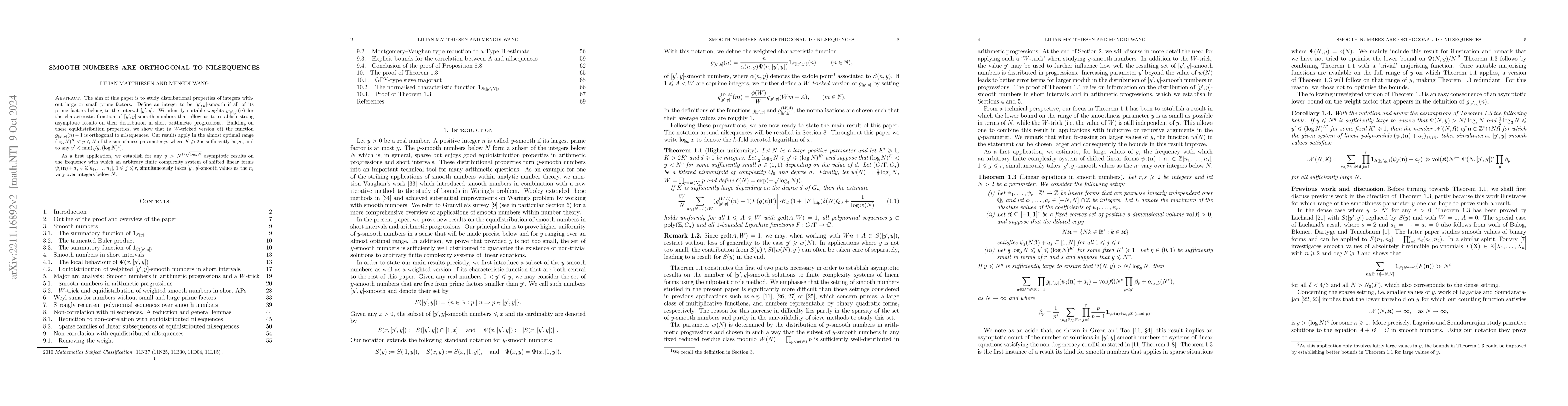 Thumbnail for Smooth numbers are orthogonal to nilsequences