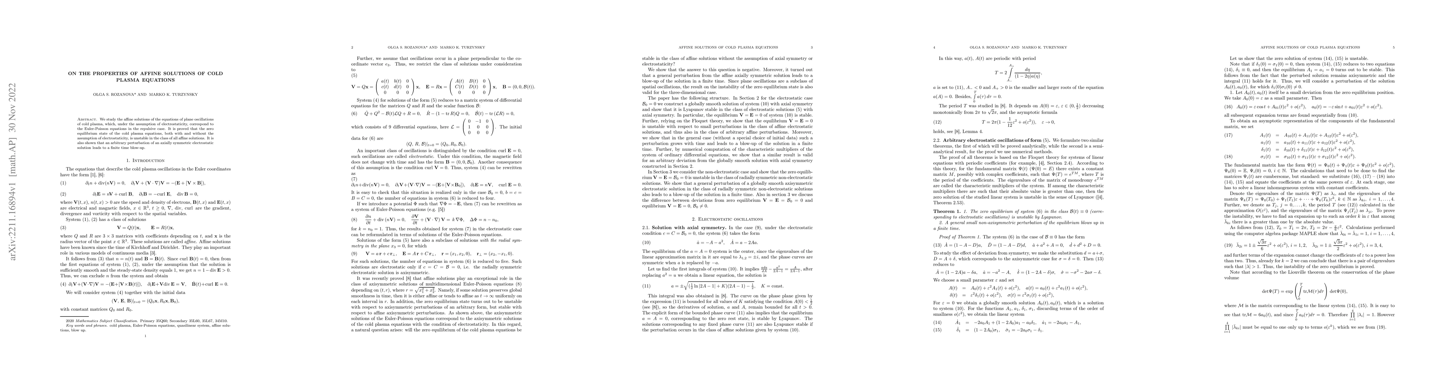 Thumbnail for On the properties of affine solutions of cold plasma equations