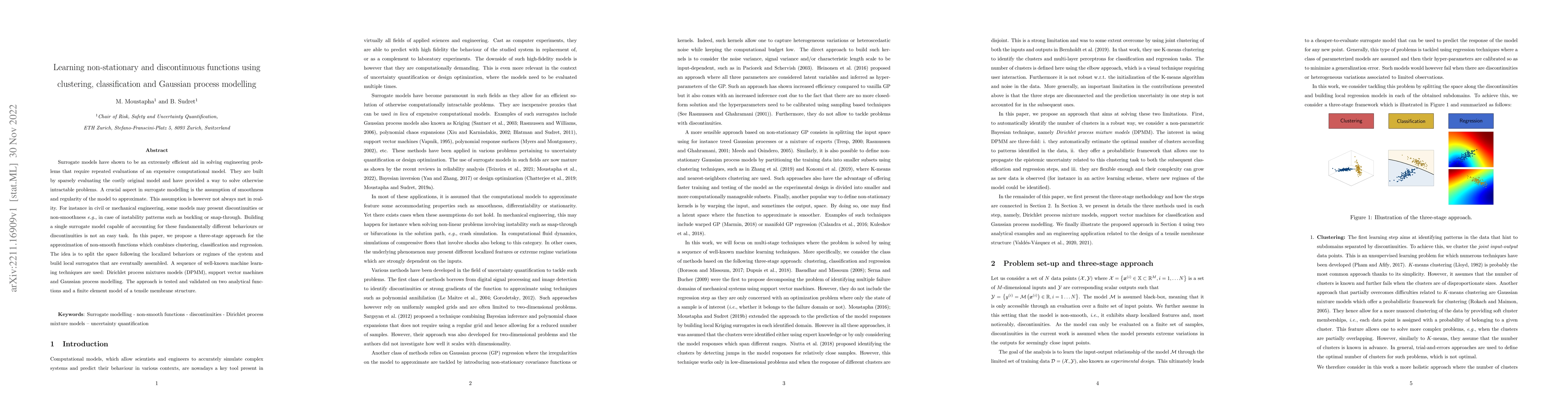 Thumbnail for Learning non-stationary and discontinuous functions using clustering,
  classification and Gaussian process modelling