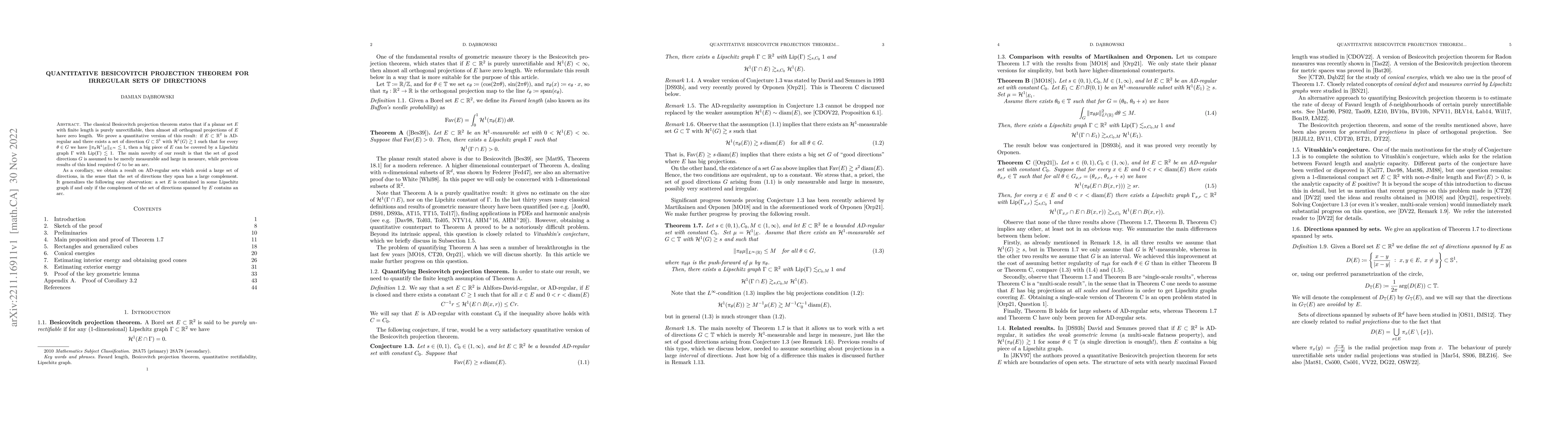 Thumbnail for Quantitative Besicovitch projection theorem for irregular sets of
  directions