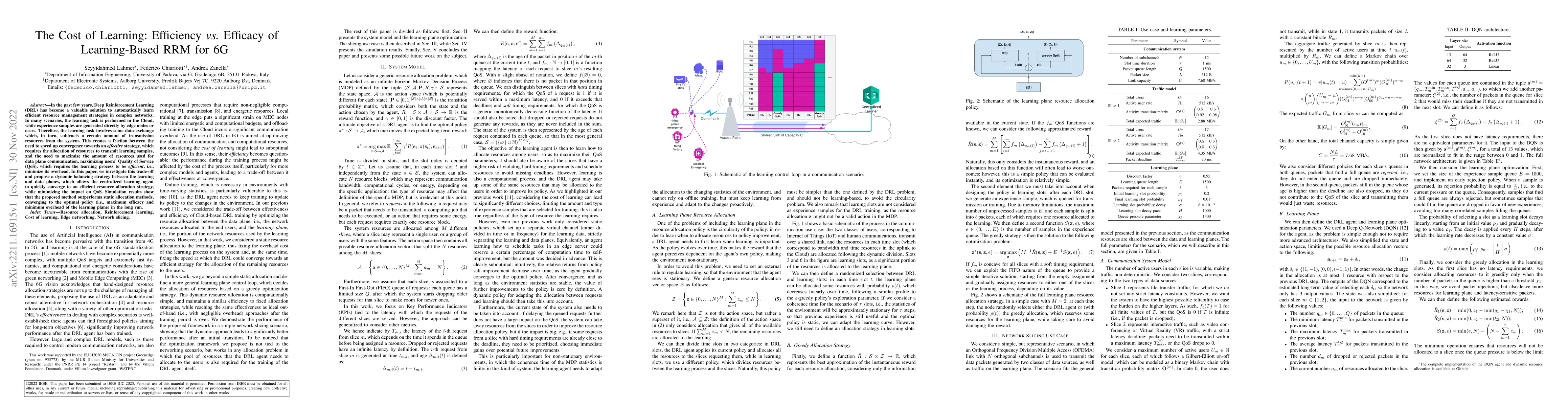 Thumbnail for The Cost of Learning: Efficiency vs. Efficacy of Learning-Based RRM for
  6G