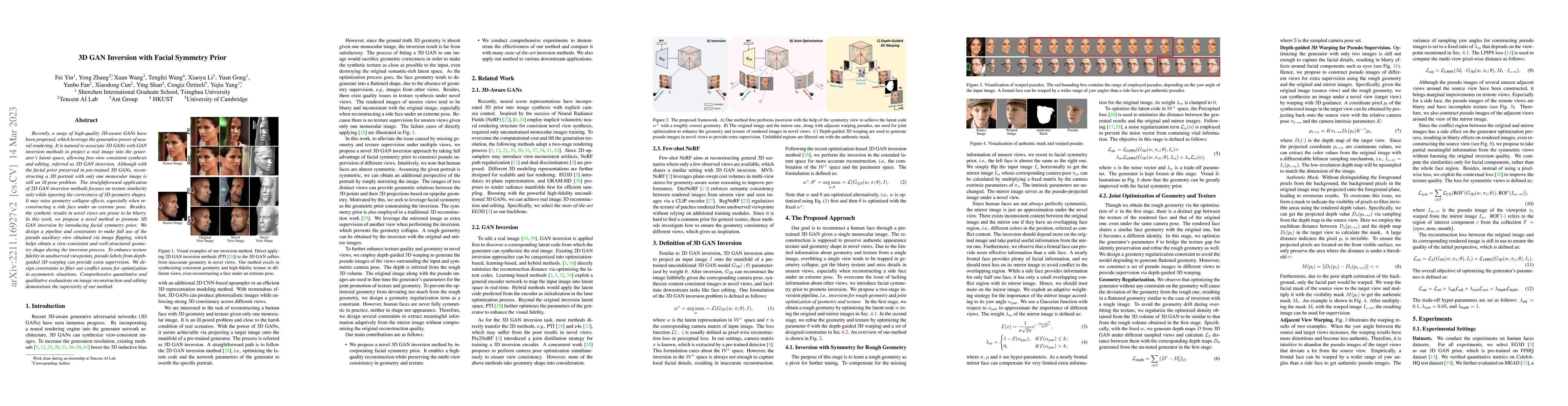 Thumbnail for 3D GAN Inversion with Facial Symmetry Prior