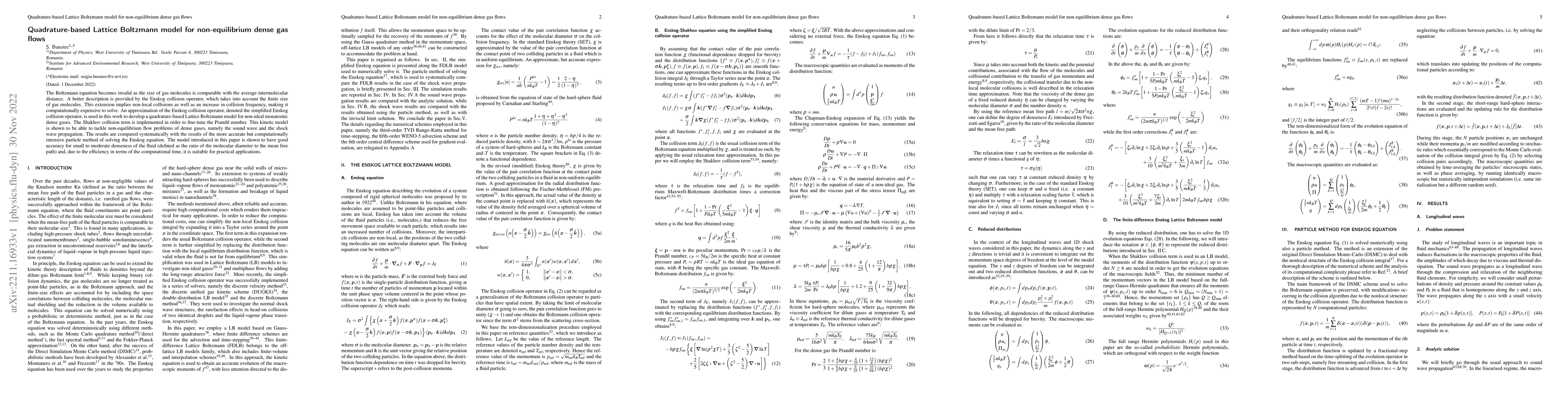Thumbnail for Quadrature-based Lattice Boltzmann model for non-equilibrium dense gas
  flows