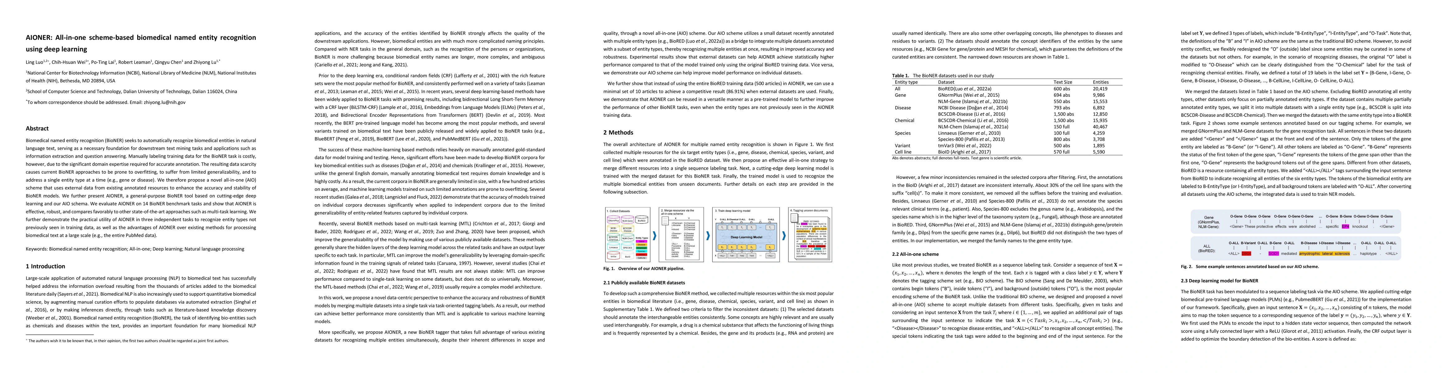 Thumbnail for AIONER: All-in-one scheme-based biomedical named entity recognition
  using deep learning
