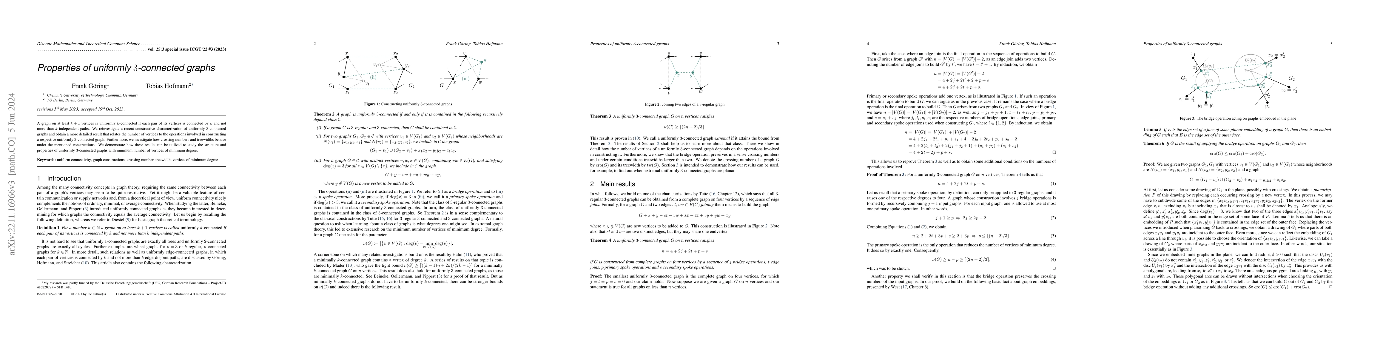 Thumbnail for Properties of uniformly $3$-connected graphs