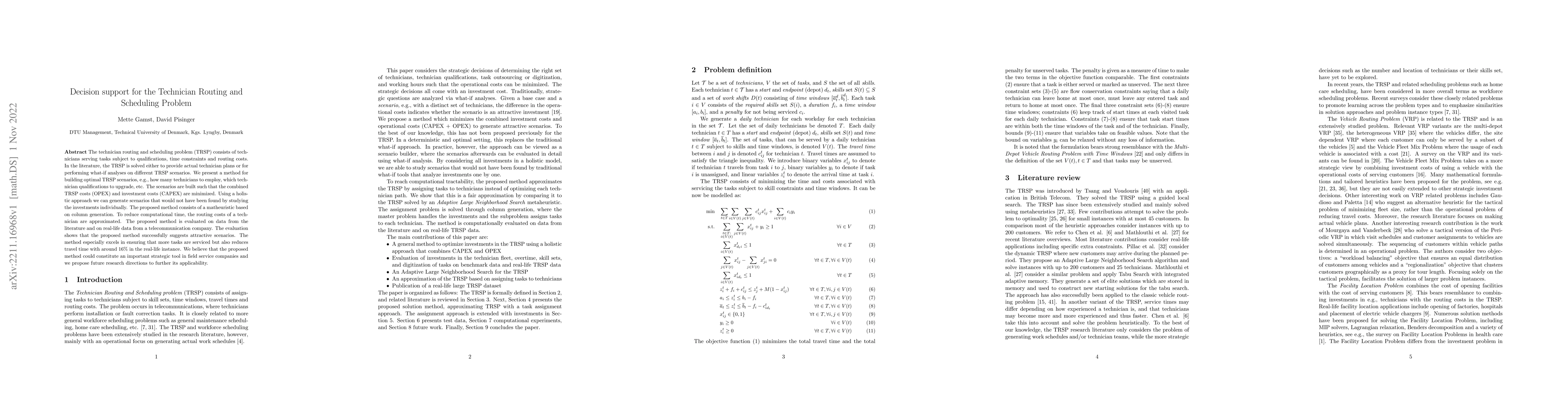 Thumbnail for Decision support for the Technician Routing and Scheduling Problem