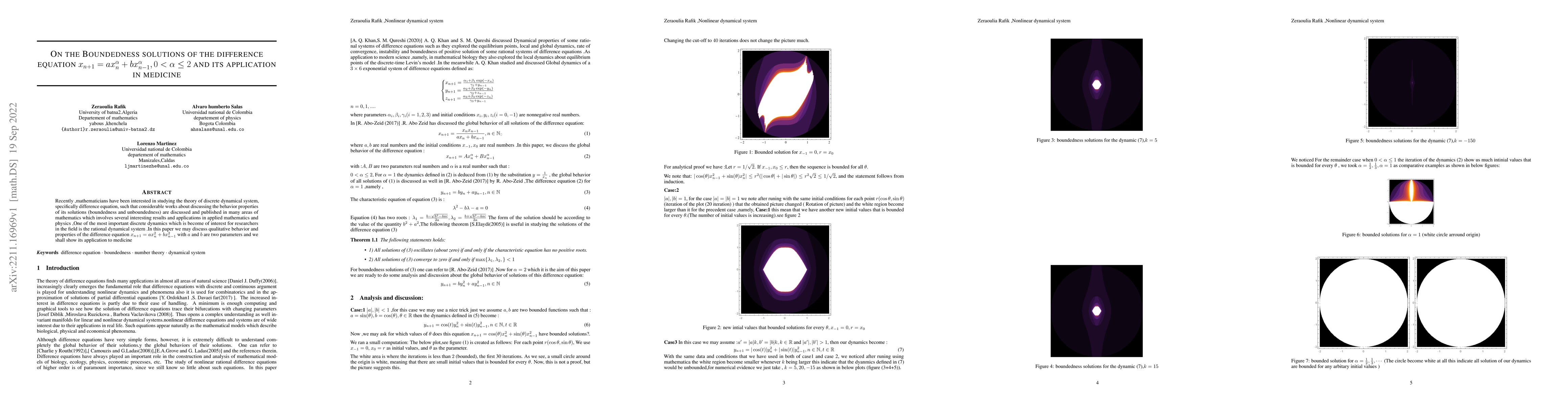 Thumbnail for On the Boundedness solutions of the difference equation $x_{n+1}=a
  x^\alpha_{n}+bx^\alpha_{n-1},0<\alpha \leq2$ and its application in medicine