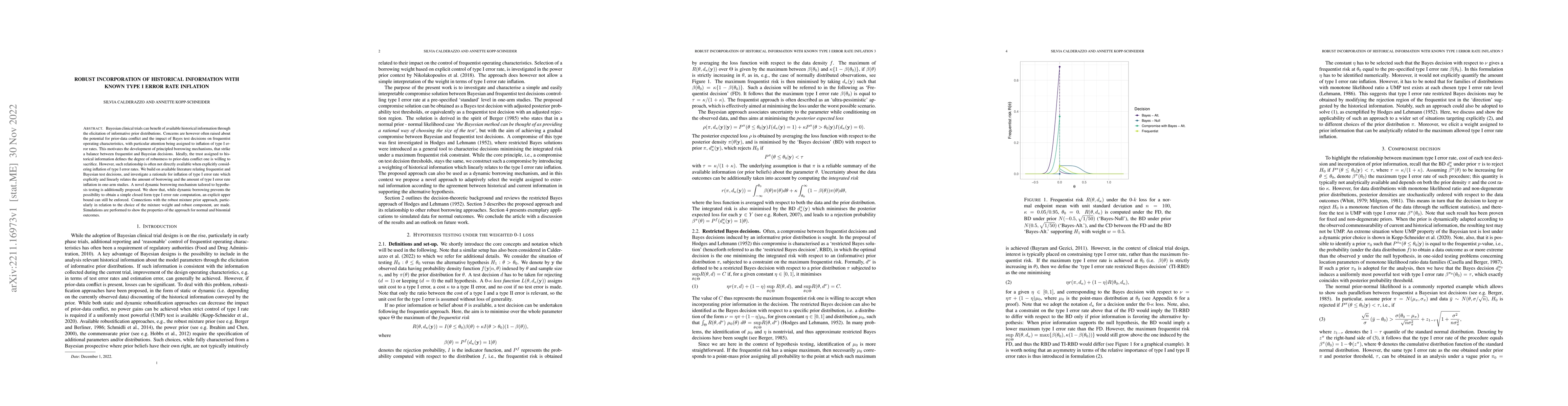 Thumbnail for Robust incorporation of historical information with known type I error
  rate inflation