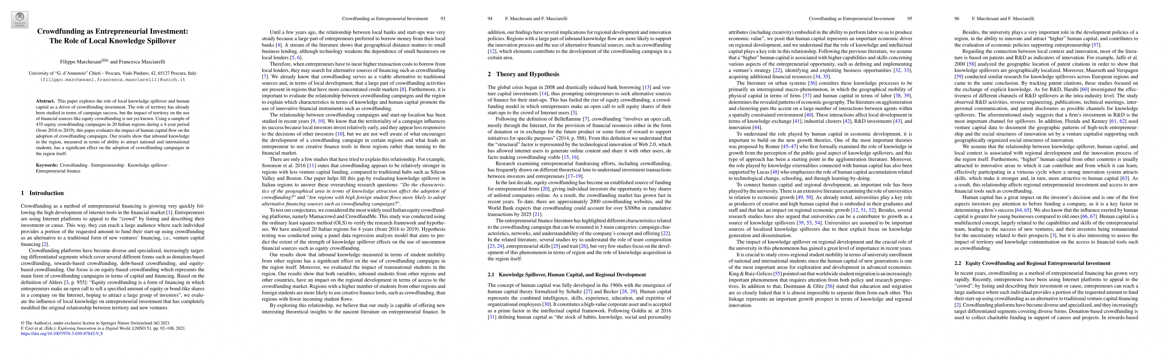 Thumbnail for Crowdfunding as Entrepreneurial Investment: The Role of Local Knowledge
  Spillover