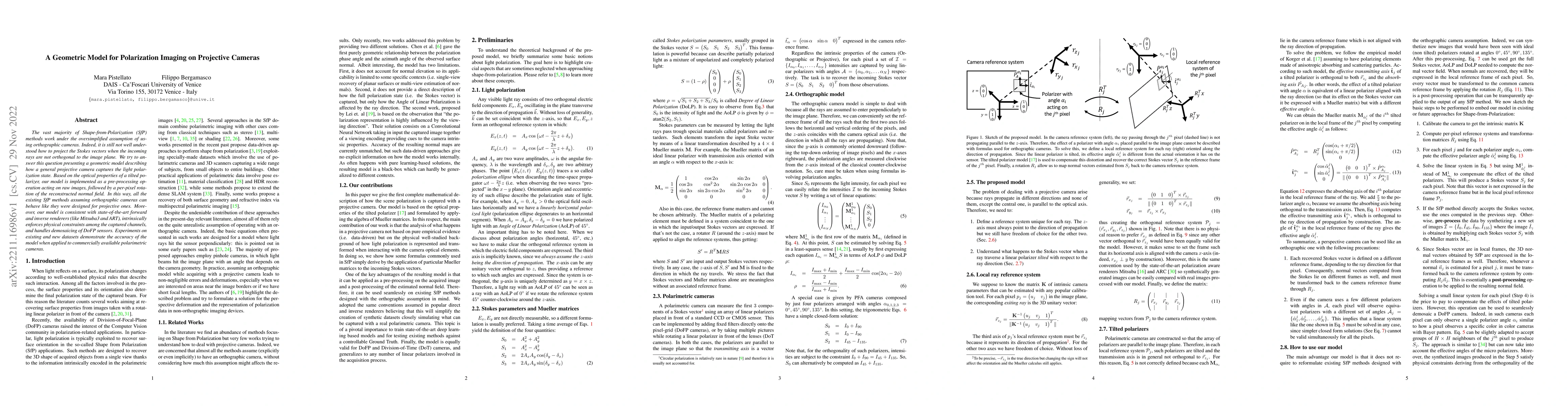 Thumbnail for A Geometric Model for Polarization Imaging on Projective Cameras