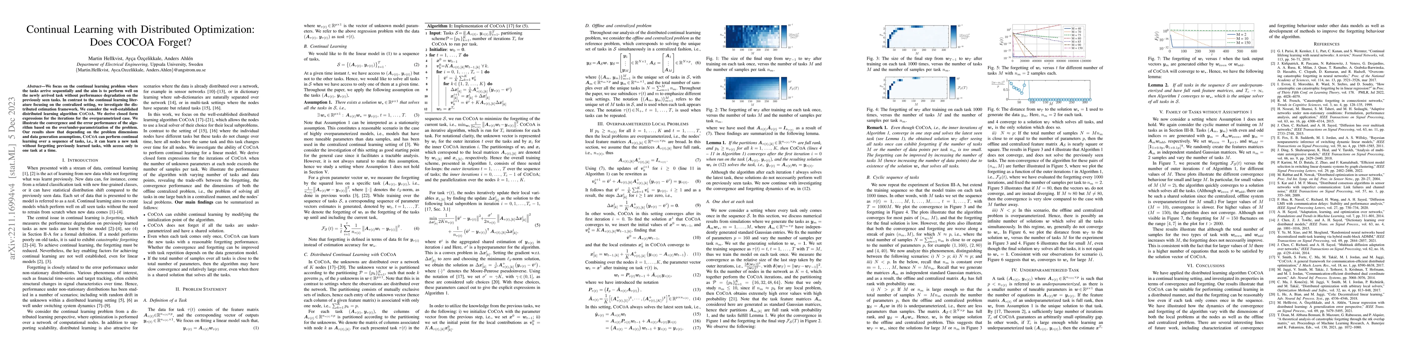 Thumbnail for Continual Learning with Distributed Optimization: Does CoCoA Forget?
