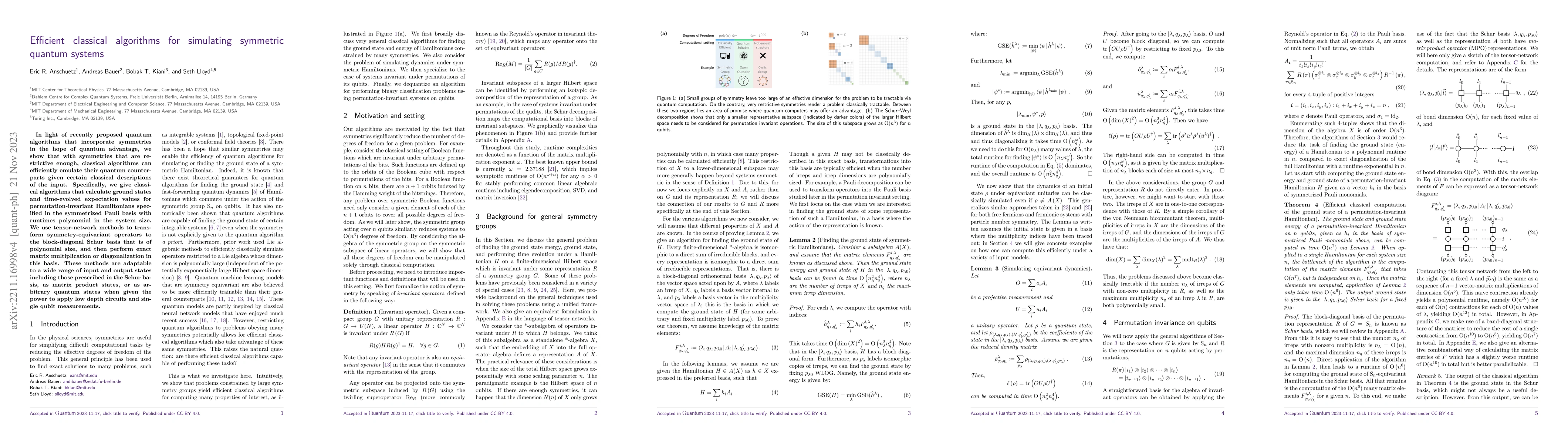 Thumbnail for Efficient classical algorithms for simulating symmetric quantum systems