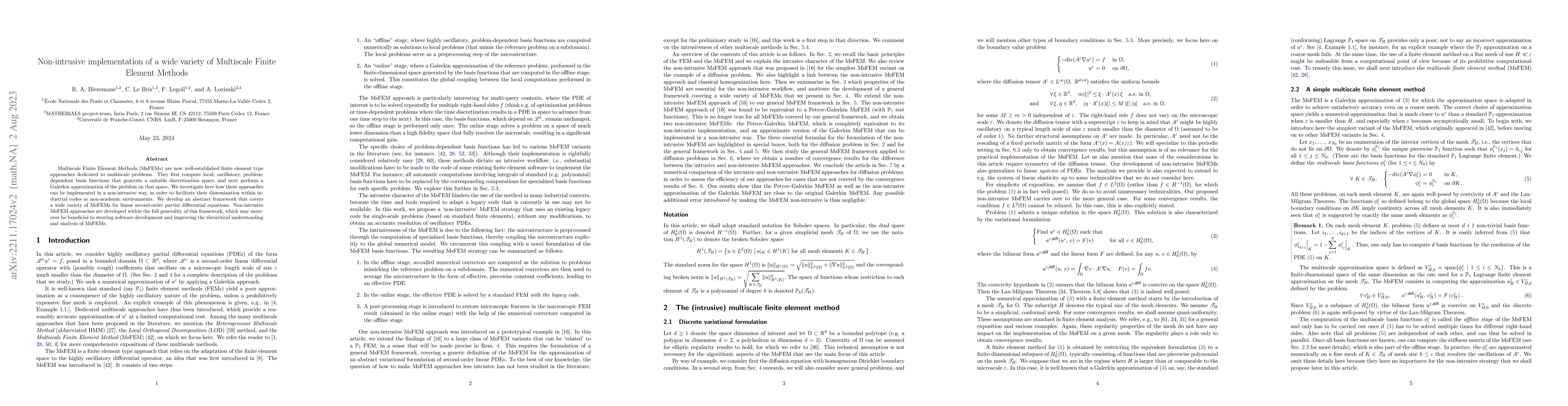 Thumbnail for Non-intrusive implementation of a wide variety of Multiscale Finite
  Element Methods